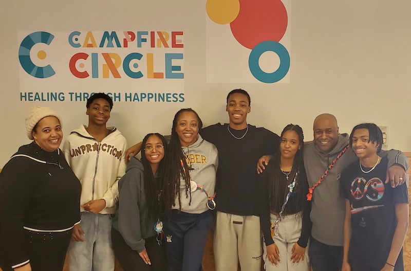 family at camp event