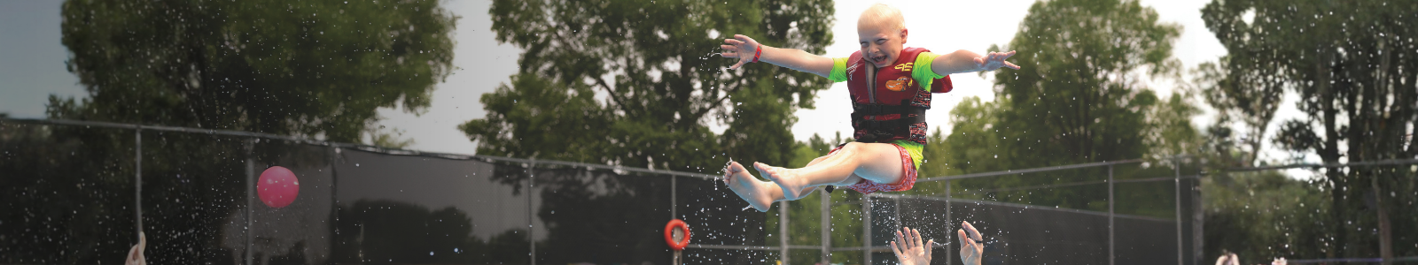camper having fun in the pool